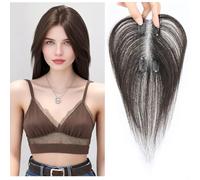 Peluca de cabello humano lacio sin costuras de una sola pieza con clip, 6 x 12 cm, encaje completo, hecho a mano, transparente, monocromo, añade volumen extra para mujeres con pérdida de cabello