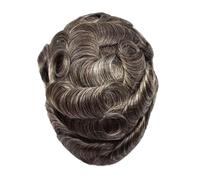 Peluca de cabello humano natural de repuesto con tubo de hombre gris, prótesis capilar, encaje suizo, pelucas indias de poliuretano para hombres (240#)