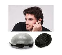 Peluca de cabello humano para hombre de aspecto na Línea del cabello Invisible for hombres, prótesis capilares de piel ultrafina de 0,03mm, peluquín for hombres, sistema de reemplazo de cabello humano