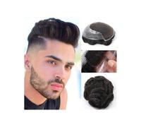 Peluca de cabello humano para hombre de aspecto na Peluca for hombre, línea de cabello, encaje suizo, peluca fina de PU for hombre, sistema de reemplazo de cabello humano Remy, prótesis de cabello, pe