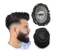 Peluca de cabello humano para hombre de aspecto na Pelucas de cabello humano for hombre, peluquín completo de 0.014cm, unidad de sistema de cabello, postizo humano Remy, la mejor peluca for hombre con