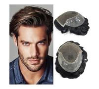 Peluca de cabello humano para hombre de aspecto na Pelucas for hombres, prótesis onduladas, encaje suizo y Base de Pu, peluca for hombre, sistema de reemplazo de cabello, postizos con nudos blanqueado
