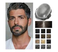 Peluca de cabello humano para hombre de aspecto na Peluquín de cabello humano de 0,08mm for hombre, peluca con nudo, prótesis de cabello masculino, peluquín, sistema de reemplazo de cabello for hombre