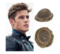 Peluca de cabello humano para hombre de aspecto na Peluquín de encaje completo for hombre, peluca de cabello humano indio Remy, cabello humano transpirable, sistema de prótesis capilar suave, pelucas