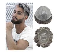 Peluca de cabello humano para hombre de aspecto na Peluquín for hombres, piel fina, 0,06-0,08mm, prótesis capilar masculina, pelucas de cabello humano indio Remy, sistema de cabello(7x9)