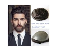 Peluca de cabello humano para hombre de aspecto na Prótesis capilar completa con base de PU for hombres: peluquín de cabello humano invisible y duradero: aumenta tu confianza(Beige Blonde,8x10)