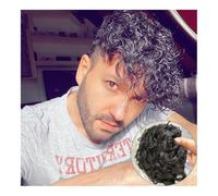 Peluca de cabello humano para hombre de aspecto na Tupé rizado de 25mm for hombres, pieza de cabello humano frontal de encaje, encaje suizo y tupé de PU, sistema de reemplazo de cabello, nudos blanque
