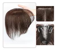 Peluca de Cabello Humano Pieza de peluca con flequillo Parche de cabello humano real completo Esponjoso Aumentar el volumen del cabello Cubierta esponjosa Cabello gris Peluca con Flequillo Pelucas Sin