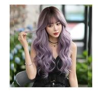 Peluca de cabello humano premium, Peluca de disfraz, peluca larga ondulada de color marrón claro for mujer, pelucas onduladas en capas de alta densidad for fiesta diaria con flequillo, Aspecto natura