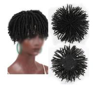 Peluca de cabello humano premium, Peluca de pelo Dreadlock con Clips, medias pelucas trenzadas sintéticas, postizos trenzados en espiral cortos, tupé Afro rizado for mujeres de 6 pulgadas, Aspecto na