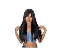 Peluca de cabello humano premium, Peluca femenina de pelo largo neto temperamento rojo coreano negro peluca de simulación larga y recta mecanismo de cubierta de cabeza completa fibra química, Aspecto