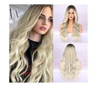 Peluca de cabello humano premium, Peluca Mujer Temperamento Pelo Largo Y Rizado Peluca De Fibra Química, Aspecto natural y uso cómodo.