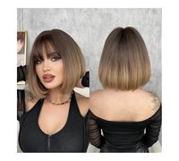 Peluca de cabello humano premium, Peluca ondulada azul claro de capas vibrantes con flequillo esponjoso y tinte resaltador: una opción que marca tendencia for las expresiones atrevidas de las mujeres