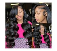 Peluca de cabello humano premium, Pelucas delanteras de encaje HD 13x6, pelucas de cabello humano con encaje transparente ondulado 13x6 sin pegamento for mujeres negras, alta densidad, Aspecto natura