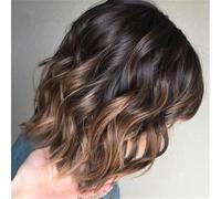 Peluca De Cabello Humano Rizado, Ondulado, Con Reflejos Castaños Negros Y Ondulados Sueltos Para Mujer, Ideal Para Ocasiones Glamurosas