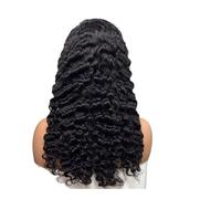 Peluca de cabello humano rizado profundo con frente transparente de encaje de 5x5 pulgadas for mujeres negras Wiglets(Natural Color,20inch)