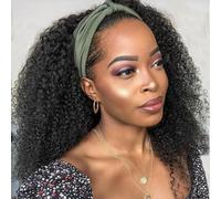Peluca de cabello humano rizado tipo afro de 20 pulgadas para mujer, sin pegamento, sin encaje frontal, pelucas de cabello virgen brasileño sin pegamento, densidad del 150 %, color natural
