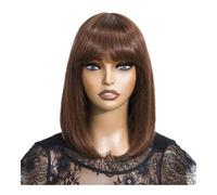 Peluca de cabello humano sin pegamento con encaje 3x1, lista for usar, estilo bob liso con flequillo for mujeres. Wiglets(M4-33,10inch)
