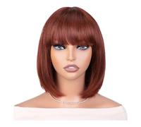Peluca de cabello humano sin pegamento con encaje 3x1, lista for usar, estilo bob liso con flequillo for mujeres. Wiglets(33A,10inch)