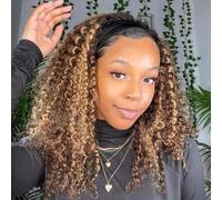 Peluca de cabello humano virgen brasileño, color degradado #4/27, para mujeres negras, sin pegamento, sin encaje frontal, pelucas de cabello humano virgen brasileño, densidad del 150 %, 16 pulgadas