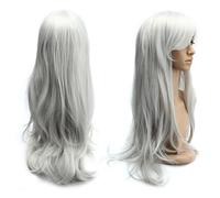 Peluca de carnaval de 70 cm, color gris para niñas. Peluca larga completa de carnaval para mujer, rizado, ondulado, disfraz de moda, rizado, para mujer, para uso diario, fiesta, Halloween, fiesta