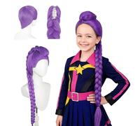 Peluca De Cazador, Disfraz de Hun-ter Morado Peluca, Pelucas Largas Trenzadas Moradas, Trenzas Moradas Accesorio Realista Para Carnaval, Navidad