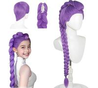 Peluca De Cazador Para Niños, Disfraz de Hun-ter Morado Peluca, Pelu-cas Largas Trenzadas Mora-das, Pelu-ca De Cosplay De Anime Dem0n, Trenzas Moradas Accesorio Realista Para Halloween Y Carnaval (M4)