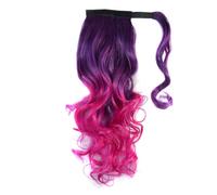 Peluca de cola de caballo larga y rizada colorida con correa, perfecta para peinados elegantes (morado)