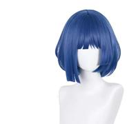 Peluca de Coletas Largas Rizadas con Clip para Peluca de cosplay de 30 cm, corta, azul oscuro y gris, resistente al calor