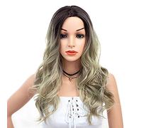 Peluca De Color Degradado Europea Y De Moda Gran Ola De Cara Modificada Peluca De Pelo Largo Y Rizado Peluca De Fácil Cuidado (66 Cm)