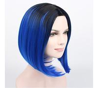 Peluca de color degradado, pelo sintético, peluca corta para mujer, peluca corta estilo Bob, color azul degradado, resistente al calor, peluca barata