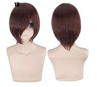 Peluca de cosplay de 28 colores, 30 cm, para disfraz corto, color negro, blanco, morado, azul, amarillo, fibra resistente al calor, universal, peluca de flequillo 16