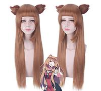 Peluca de Cosplay de Anihut Tate No Yuusha No Nariagari Raphtalia con orejas pelucas marrones rectas el levantamiento del escudo peluca de disfraz de héroe