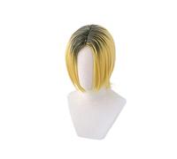 Peluca de cosplay de Anime Haikyuu. Kenma Kozume Cosplay peluca corta amarilla Haikiyu resistente al calor pelo de fibra con peluca gorra Halloween fiesta juego de rol