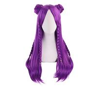 Peluca de cosplay de anime, juego K/DA. Kaisa Cosplay pelucas largas moradas Kda. Cosplay peluca con moño Halloween pelo sintético resistente al calor