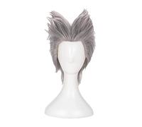Peluca De Cosplay De Anime Para Garou, Pelucas De Pelo Cortas, Mezcladas, Plateadas, Grises, Rizadas, Resistentes Al Calor, Fiesta De Halloween