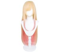 Peluca De Cosplay De Anime Para Mujer Para Kitagawa Marin, Pelo Liso Largo, Rubio, Rosa, Resistente Al Calor, Fiesta De Halloween, Con Gorra