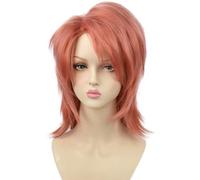 Peluca De Cosplay De Anime Para Sabito, Pelos Cortos Rosas Y Rizados, Pelucas Sintéticas Resistentes Al Calor, Fiesta De Halloween