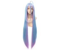 Peluca de cosplay de anime, sin juego, sin vida, Shiro, Cosplay, pelucas de 100 cm, degradado azul, resistente al calor, pelo sintético Perucas, peluca de cosplay para mujer