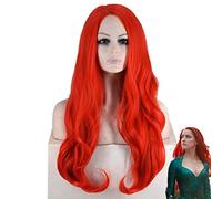 Peluca de Cosplay de Aquaman Mera película de Anime americano rojo largo rizado ondulado pelo sintético resistente al calor pelucas de fiesta de disfraces para mujer