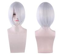 Peluca de cosplay de pelo corto, cara gruesa, cara cerrada, color de pelo corto, color bobo 3021-04/gris plateado