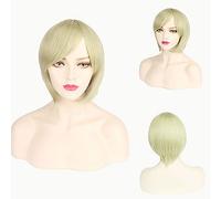 Peluca de cosplay de pelo corto, cara gruesa, cara cerrada, pelo corto, color Bobo, color 3021-24/verde claro