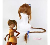 Peluca de cosplay de Peter Pan Fawn Película Tinker Bell y el hada pirata Peluca de pelo sintético de 120 cm de largo trenzas marrones para adulto + gorro de peluca