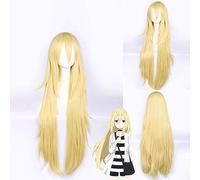 Peluca de cosplay de Rachel Gardner Ray 80cm Pelo largo amarillo Fibra resistente al calor Cabello sintético Juego de roles Peluca de disfraz de anime + redecilla