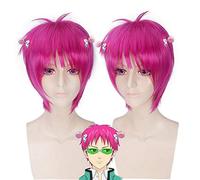 Peluca de cosplay de Saiki Kusuo no sai-nan Straght para hombre Pelucas de cosplay de pelo sintético rosado corto para disfraz de Halloween Peluca de Saiki Kusuo Talla única Peluca de Saiki Kusuo 68