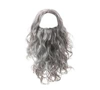 Peluca de Cosplay Gris con Barba | Pelucas y Barba Gris Rizadas Para Cosplay | Accesorios de Mago de Halloween, Peluca Larga Gris Hombre Para La Mayoría De Adultos Y Adolescentes