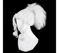 Peluca de cosplay, Helltaker Judgement Cosplay Wig,Long Ponytail White Wig,with Free Wig Cap,Halloween Costume Cosplay,for Christmas Carnival Party, OneSize, AS Show