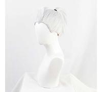 Peluca de cosplay Helltaker Justice Cosplay Wig,Short Ponytail White Wig,with Free Wig Cap,Halloween Costume Cosplay,for Christmas Carnival Party, OneSize, AS Show