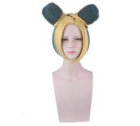 Peluca de cosplay JoJo's Bizarre Adventure Golden Wind Jolyne Cujoh Kujo Peluca verde Doble bollos Trenzas Pelucas de cosplay de pelo + Peluca Cap jojo peluca PL-398