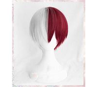 Peluca de cosplay My Hero Academia Boku no Hiro Akademia Shoto Todoroki Shouto peluca de cosplay blanca y roja + gorro de peluca como mueble